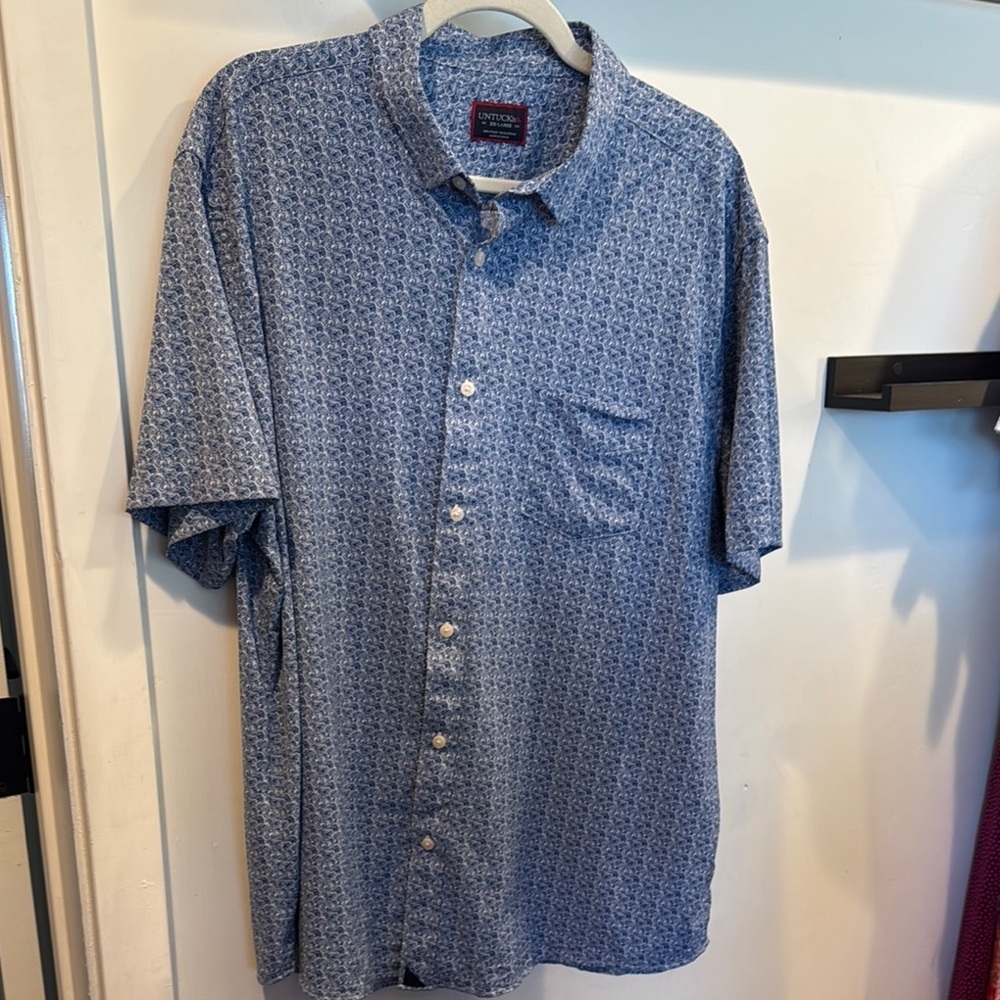 UNTUCKit Blue Nylon Elastane XXL Casual Button Down Shirt